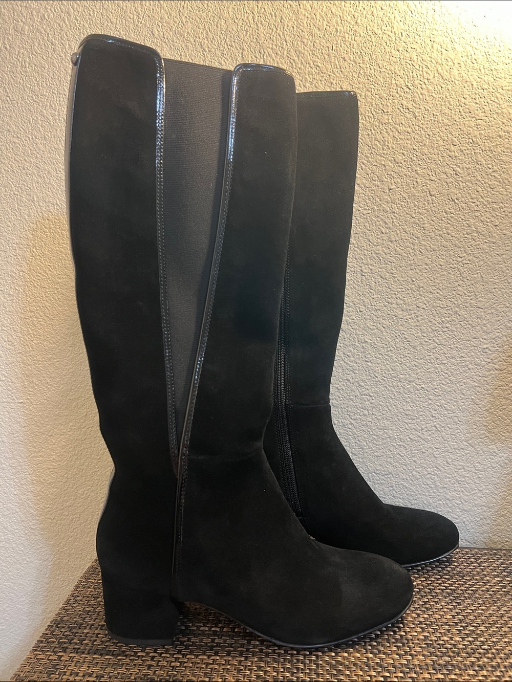 Donald J Pliner Black Knee-High Suede Block Heel Boots - Women